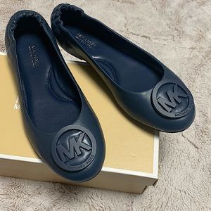 Michael Kors navy leather ballet flats